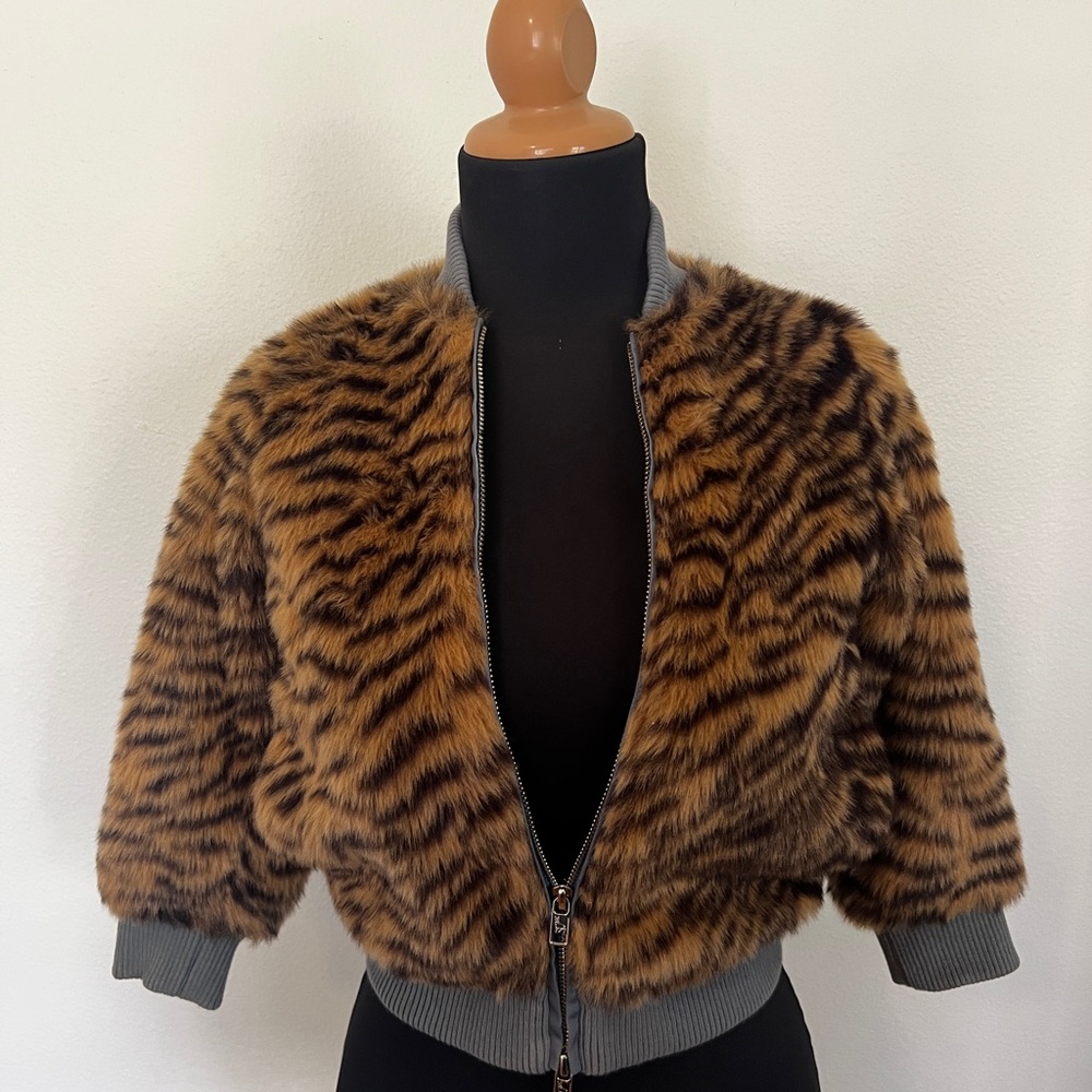 Stella McCartney Girls Faux Fur Jacket - size 6